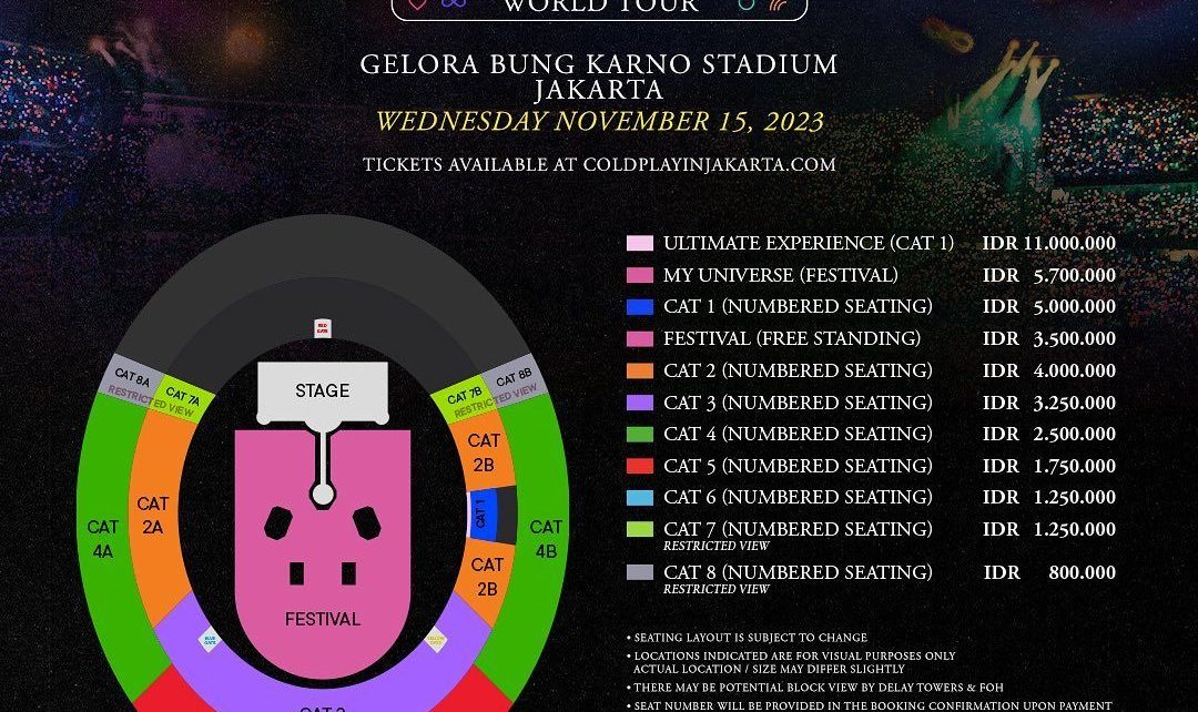 Ini Harga Tiket Konser Coldplay di Indo - IDNCash